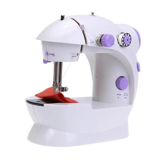 Imagem de Mini Máquina de Costura Reta Bivolt, Compacta com Pedal e LED