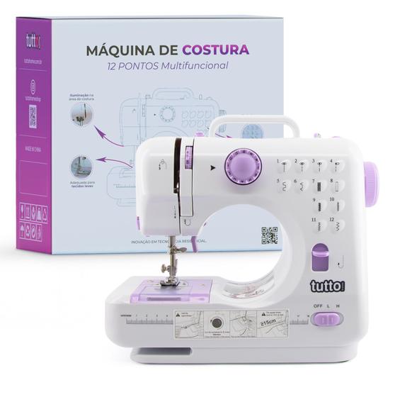 Imagem de Mini Máquina de Costura Tutto Home Multifuncional 12 Pontos Bivolt 110/220v