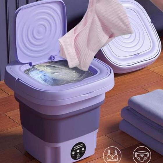 Imagem de Mini máquina de lavar roupa dobrável portátil moderna máquina de lavar automática roupa
