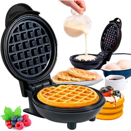 Imagem de Mini Maquina de Waffle Panqueca Elétrica Profissional Antiaderente Automático - Mini Grill 