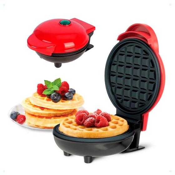 Imagem de Mini Maquina de Waffle Panqueca Elétrica Profissional Antiaderente Automático - Mini Grill 