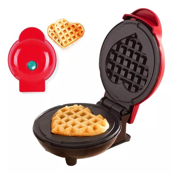 Imagem de Mini Máquina De Waffles Formato de Coração Elétrica Automática 110v