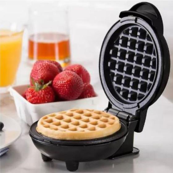 Imagem de Mini Máquina Para Fazer Waffle Preta Café Da Manhã em Casa Cozinha