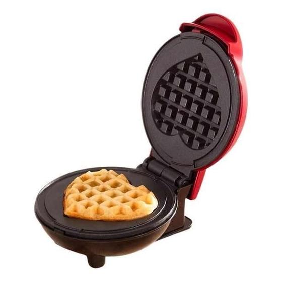 Imagem de Mini Máquina Waffles Coração Prática Antiaderente Elétrica