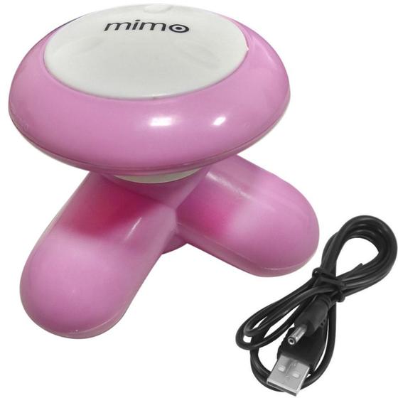 Mini Massageador Corporal Mimo Massager XY3199 Portátil USB Pilha Rosa