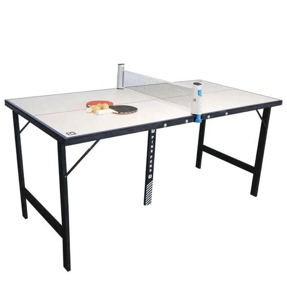 Imagem de Mini Mesa Ping-Pong com Rede Retrátil 2 Raquetes 3 Bolinhas