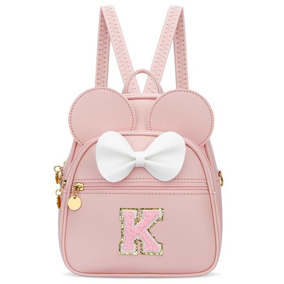 Imagem de Mini Mochila KKXIU para Meninas - Laço com Inicial Rosa