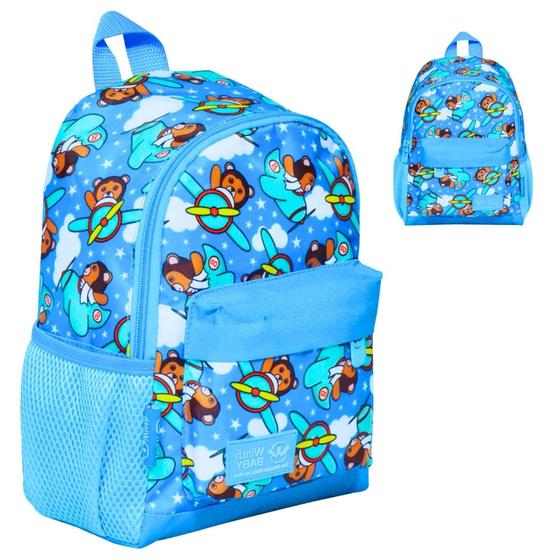 Imagem de Mini Mochila Maternidade Bebê Bolsa de Costas Menino Creche Escolar Infantil Pequena Masculino Azul