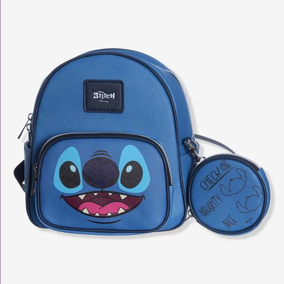 Imagem de Mini Mochila Stitch Disney Com Bolsinha Passeio Luxo