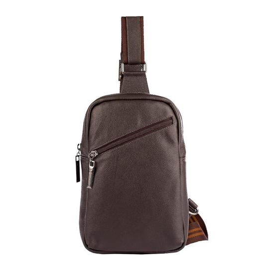 Imagem de Mini mochila transversal de couro masculina Eric café