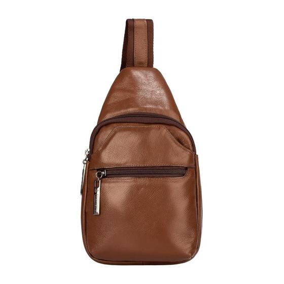 Imagem de Mini mochila transversal de couro masculina Jeff cedro
