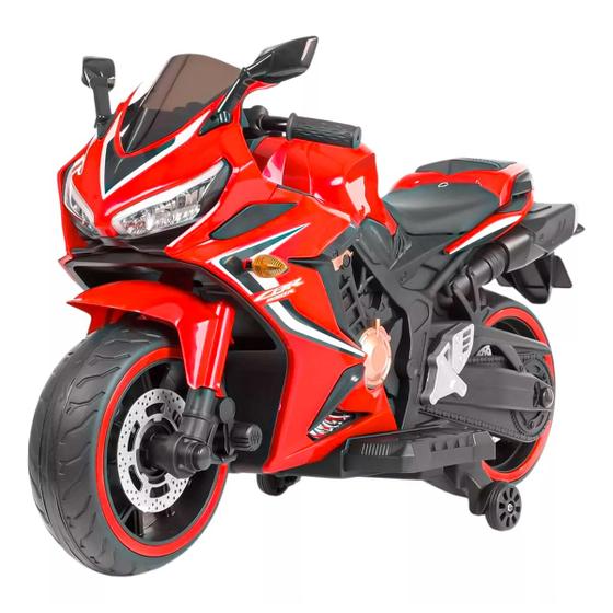 Imagem de Mini Moto Eletrica 12v Vermelha CBR Suporta 30kg Marcha Ré Bluetooth Luzes Velocidade Máxima 3km/h Bivolt