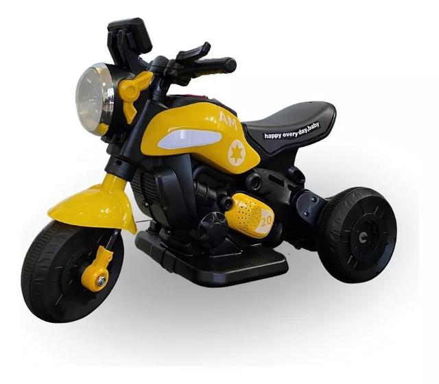 Imagem de Mini Moto Elétrica Amarela 6V Com Led E Marcha Ré Bang Toys