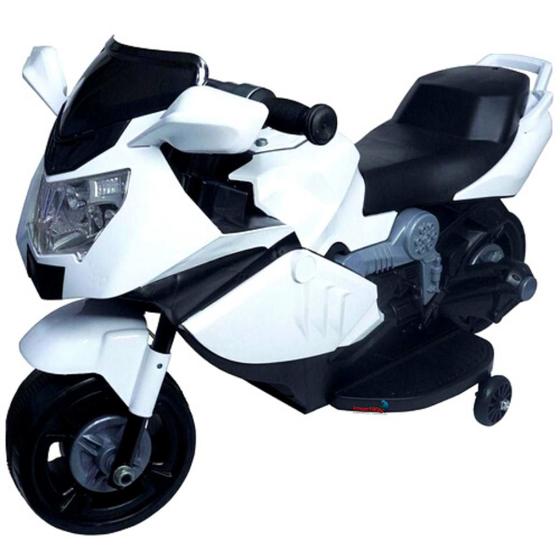 Imagem de Mini Moto Elétrica Branca Bivolt com Sirene e Farol Suporta até 25 Kg BW044