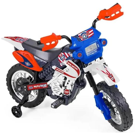 Imagem de Mini Moto Elétrica Homeplay Motocross American Hero Azul 6V 241