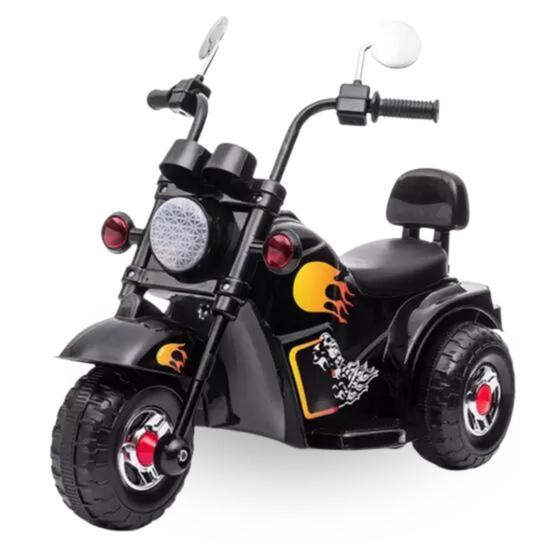 Imagem de Mini Moto Eletrica Infantil 6v Preto Com Música e Farol