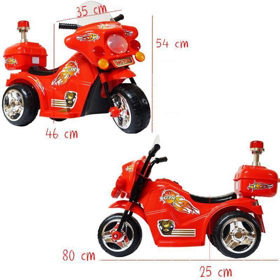 Imagem de Mini Moto Elétrica Triciclo Criança Infantil Bateria 6V Importway BW006-VM Vermelha Polícia Bivolt