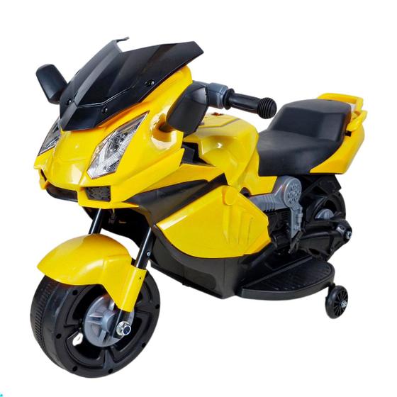 Imagem de Mini Moto Infantil Amarelo Motinha de Brinquedo Elétrica 6v Com Carregador Bivolt P/ Crianças 2 a 5 Anos Com Luzes Farol LED e Buzina