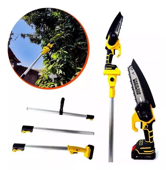 Imagem de Mini Motosserra com Cabo Extensor, Motosserra de Poda em Alturas, Motosserra Extensível, 3M Altura Máx