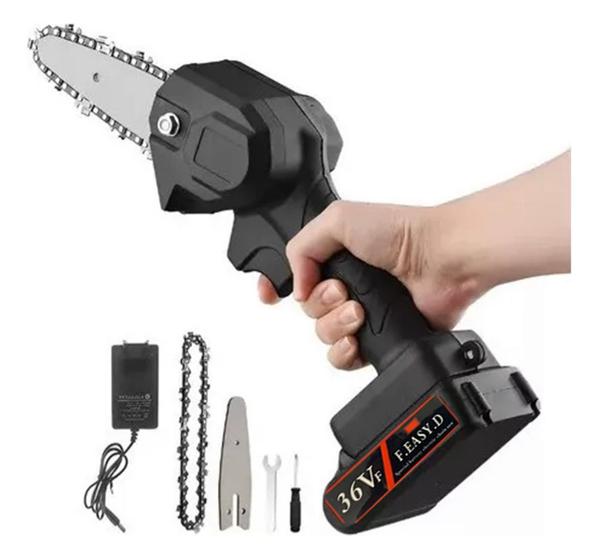 Imagem de Mini Motosserra Elétrica Bateria Recarregável Portátil Poda-galho