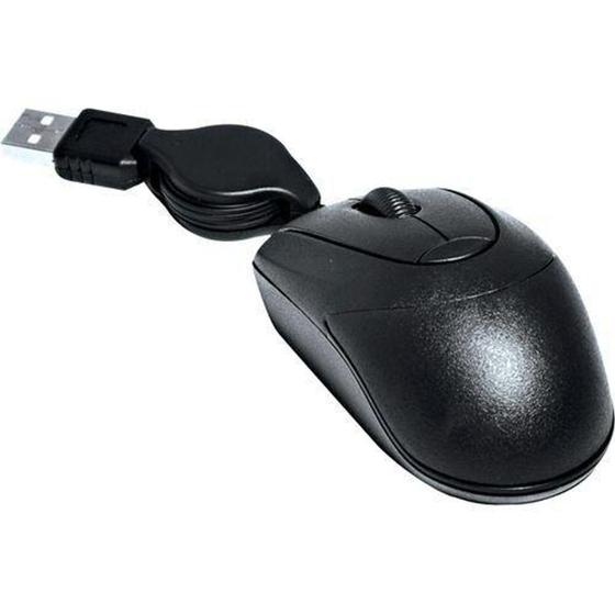 Imagem de Mini Mouse com Cabo Retratil USB 800DPI MO48 Preto Multilaser