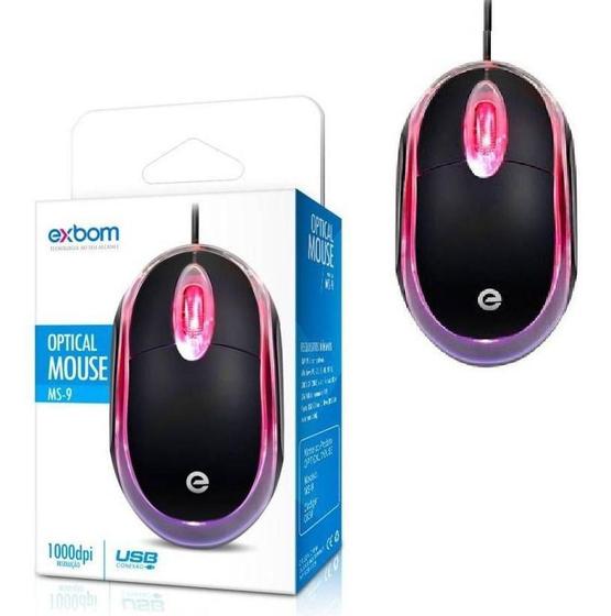 Imagem de Mini Mouse Óptico Usb 1000dpi Led Exbom Moderno MS-9