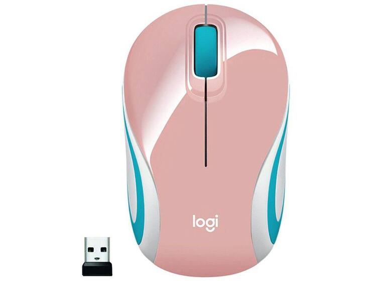 Mini Mouse sem Fio Logitech Laser 1000DPI 3 Botões - M187 Rosa - Mouse ...