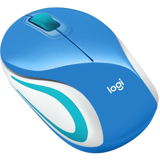 Imagem de Mini Mouse sem fio Logitech M187 com Conexão USB e Pilha Inclusa - Azul