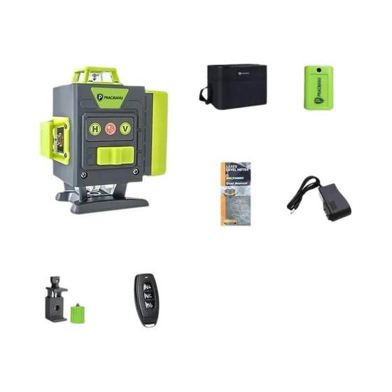 Imagem de Mini Nível Laser 4D de 16 Linhas - 360° Autonivelante, Verde, com Controle Remoto