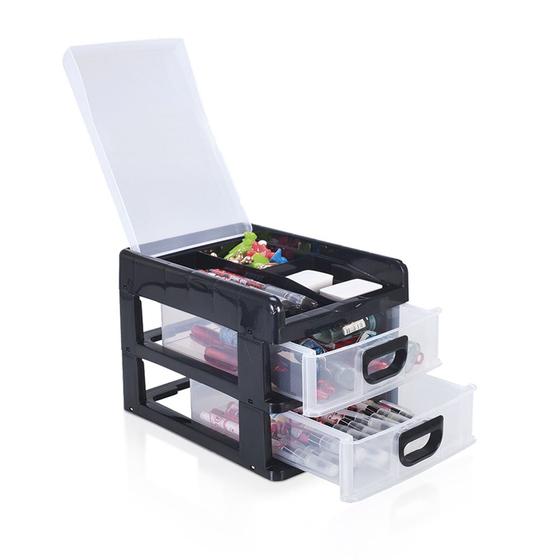 Imagem de Mini Organizador De Mesa Com Estojo 2 Gavetas Compacto - Monte Líbano