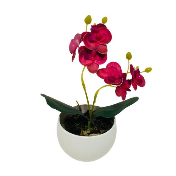 Imagem de Mini Orquidea com Vaso Acrilico 20cm Planta Artificial Flor