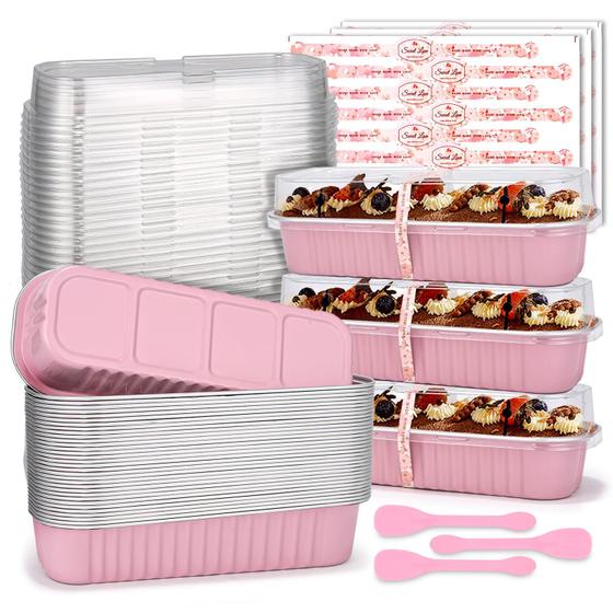 Imagem de Mini panelas de pão POLRAI, pacote com 100 tampas e colheres, 200 ml de alumínio