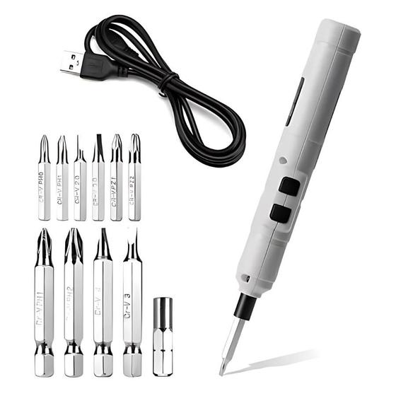 Imagem de Mini Parafusadeira Elétrica com Kit de Bits Philips