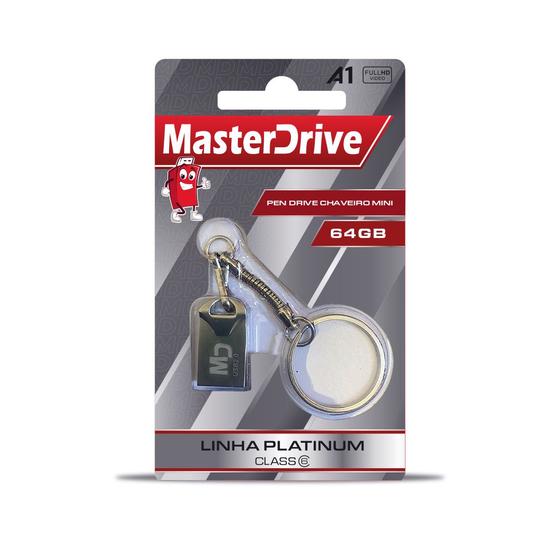 Imagem de Mini Pendrive 64GB Tipo Chaveiro MasterDrive Platinum