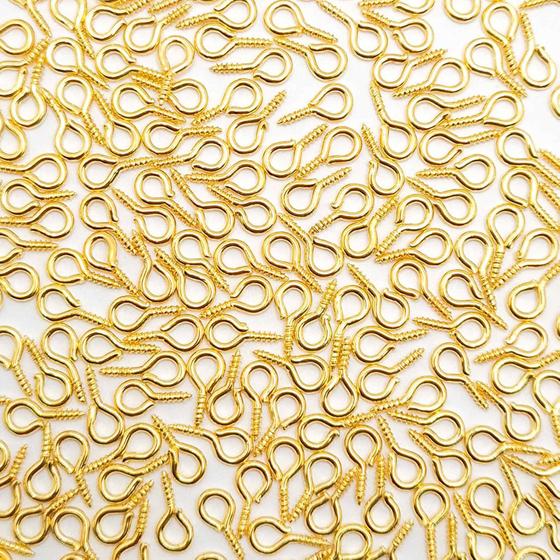 Imagem de Mini Pitão Rosqueável Metal Dourado 10x5mm 100pçs 20g Artesanato Bijuteria