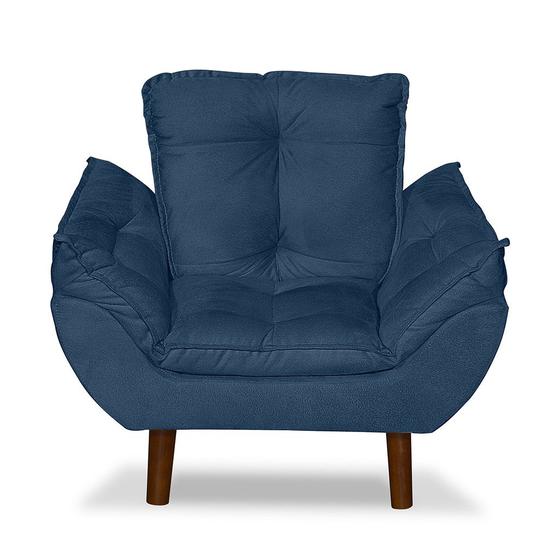 Imagem de Mini Poltrona Cadeira Infantil de Criança Suede Azul Marinho  Pés Palito