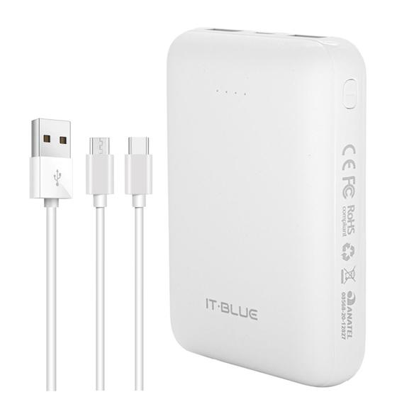 Mini Power Bank It Blue MAX Duas Portas Carga Rápida e Adaptador Type C Branco Menor preço em Mini Power Bank It Blue MAX Duas Portas Carga Rápida e Adaptador Type C Branco