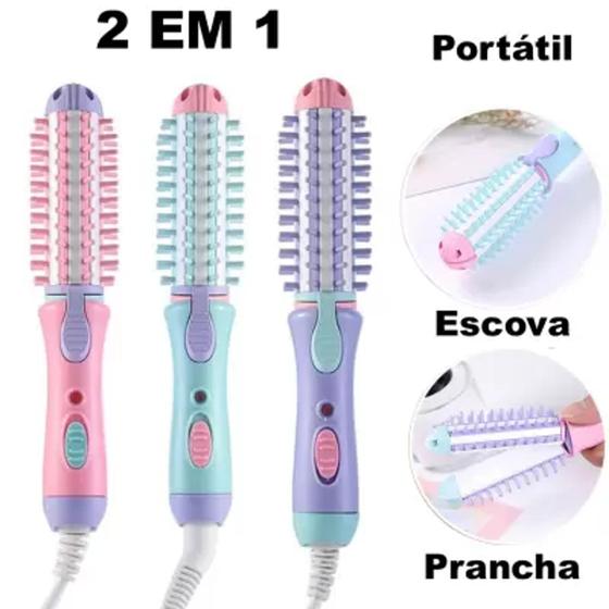 Imagem de Mini Prancha De Cabelo Para Bolsa Escova Enrola Chapinha Alisadora Elétrica Portatil Modelador