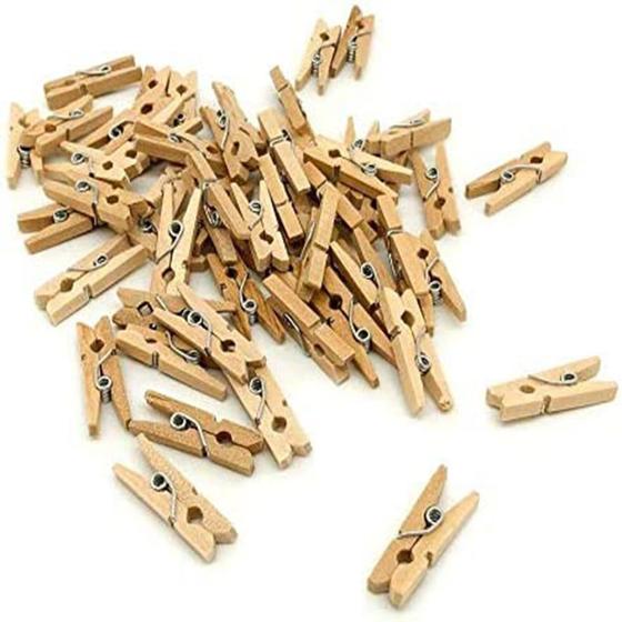 Imagem de Mini Prendedor Pregador Madeira Organizador 2,5cm Clip 48 Pç