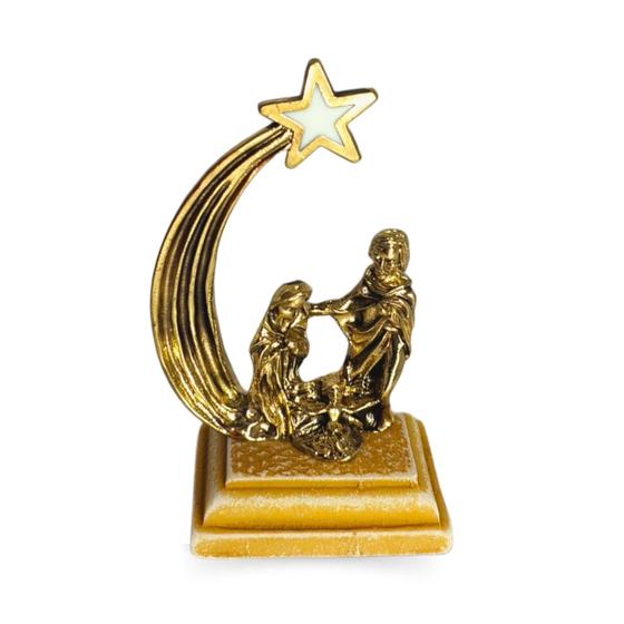 Imagem de Mini Presépio de Natal Com Estrela de Belém Metal Pedra