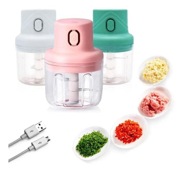 Mini Processador Alimentos Moedor Elétrico Alho S/fio 250ml Pequeno ...