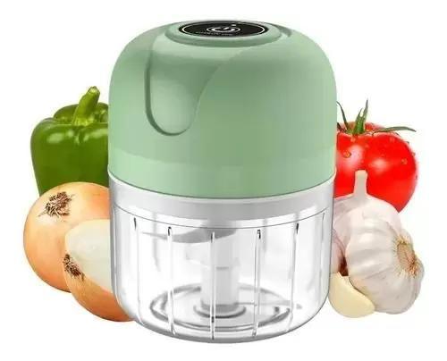 Imagem de Mini Processador Elétrico Triturador Alho Recarregável Usb VERDE 3 Lâminas Inox Cozinha