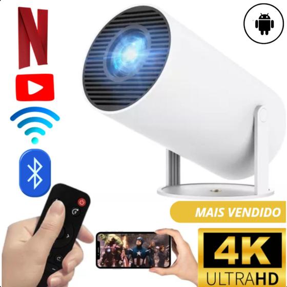 Imagem de Mini projetor 4K com Wi-Fi, ideal para gamers e criadores de conteúdo.