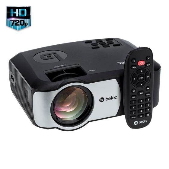 Imagem de Mini Projetor Led Portatil - HD Nativo - 2400 Lumens - Betec BT920 - HDMI, VGA, AV, SD, USB