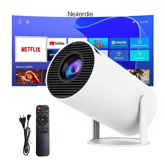 Mini Projetor Redondo Portátil Ultra 4K HD Android Wifi - PROJETOR ANDROID Imagem de Mini Projetor Redondo Portátil Ultra 4K HD Android Wifi