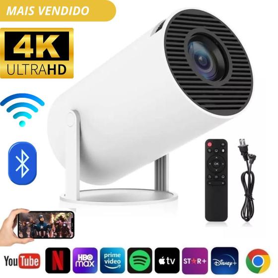 Imagem de Mini Projetor Wifi Suporta 4k 1080p Android 11 Portátil/Fixo Cor Branco 110/220V PRO