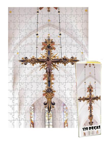 Imagem de Mini Quebra-Cabeça Cruz Arte Sacra De 120 Peças