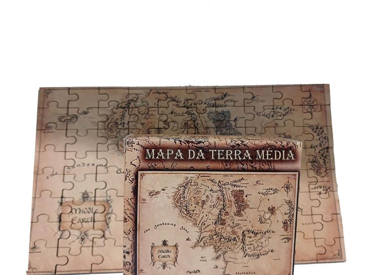 Imagem de Mini Quebra-cabeça Mapa Terra Média de 80 peças MDF