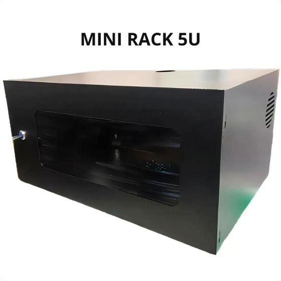 Imagem de Mini rack 5u resistence com visor acrilico preto 350x500x250