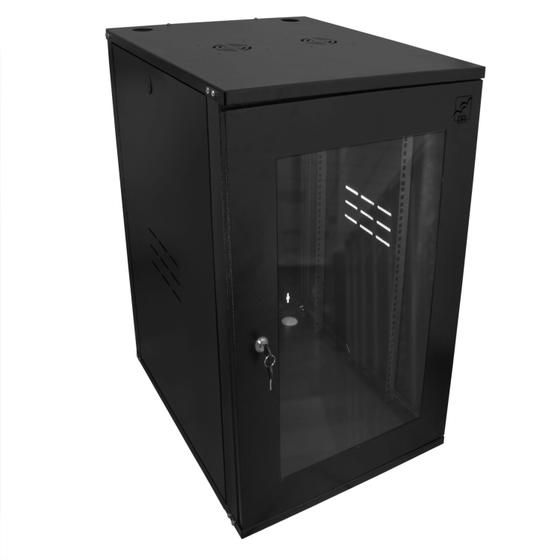 Imagem de Mini Rack de Parede 16Ux370mm Desmontável Preto - Pier Telecom